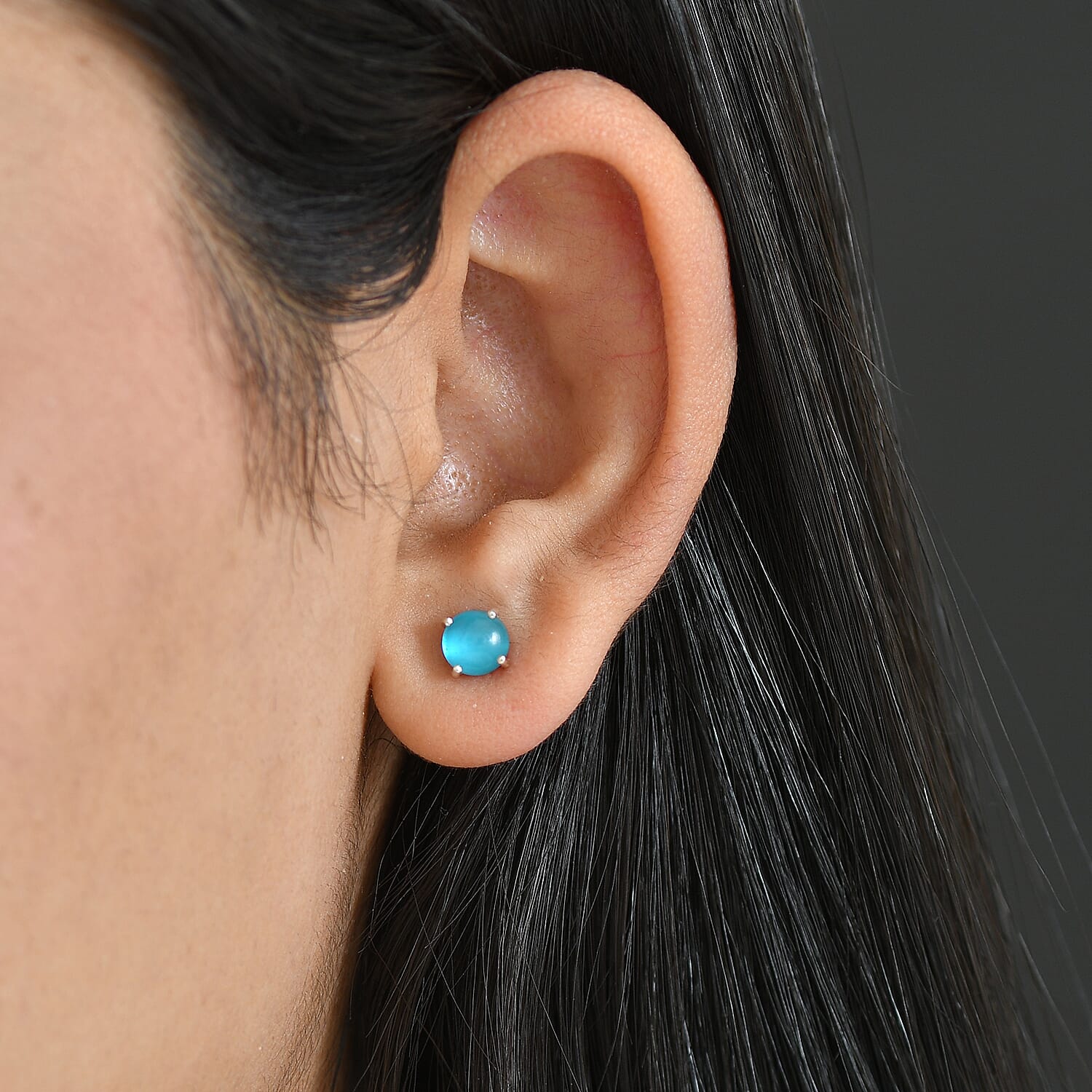 D'Joy Premium Paraiba Moonstone 2.00 ctw Earrings in Platinum Over Sterling Silver