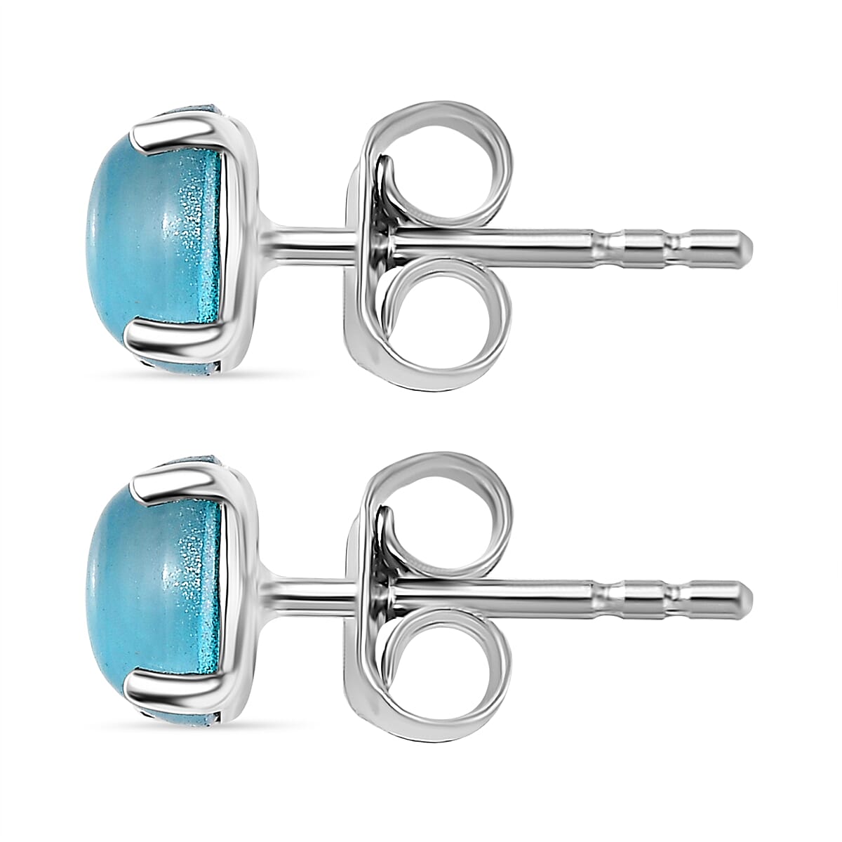 D'Joy Premium Paraiba Moonstone 2.00 ctw Earrings in Platinum Over Sterling Silver