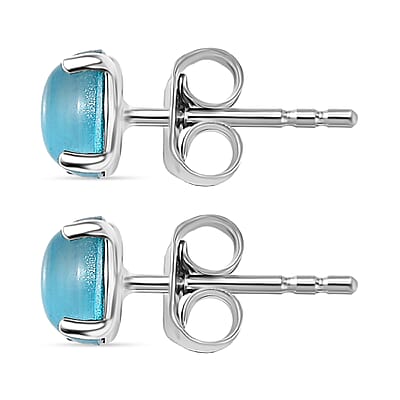 D'Joy Premium Paraiba Moonstone 2.00 ctw Earrings in Platinum Over Sterling Silver