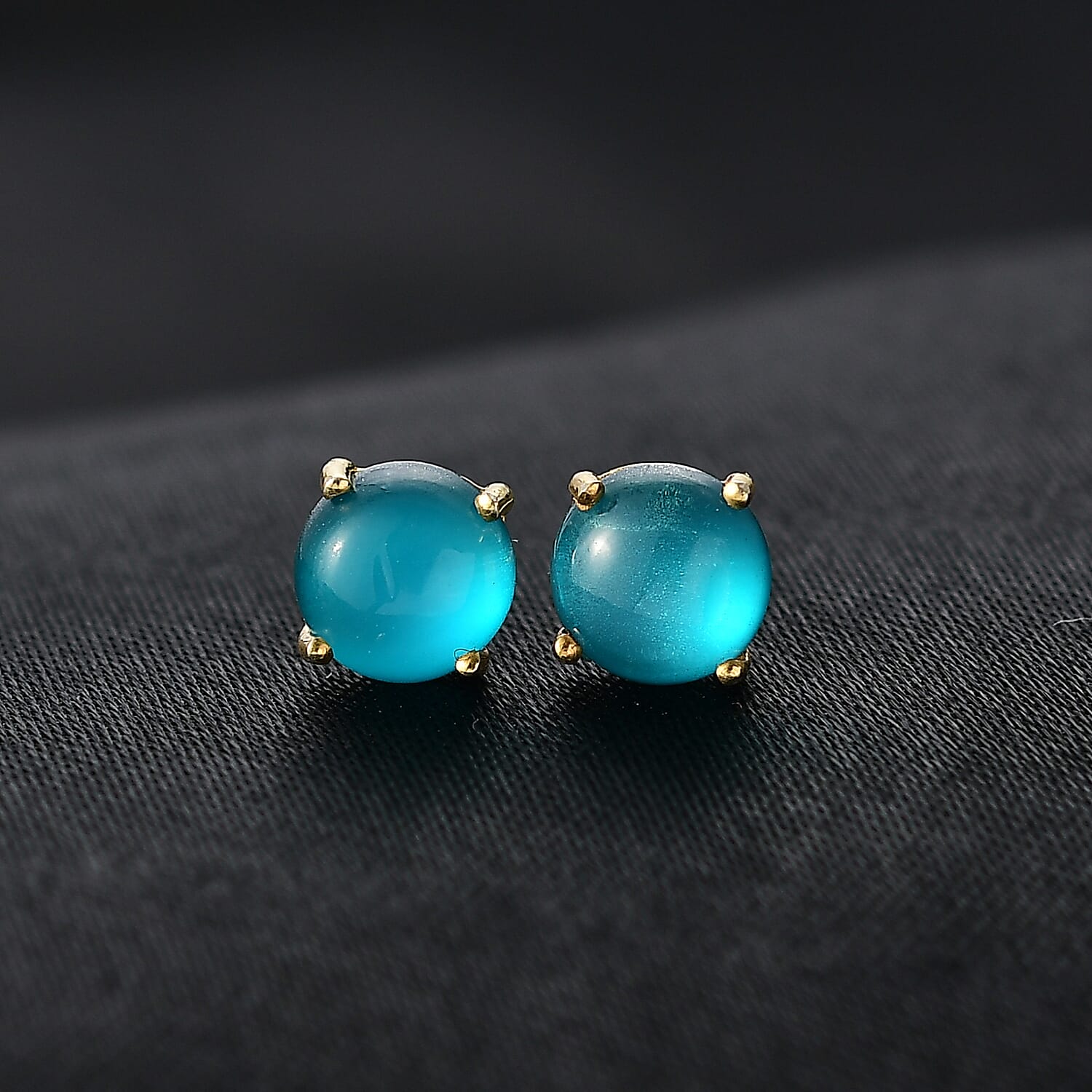 D'Joy Premium Paraiba Moonstone 2.00 ctw Earrings in 14K YG Over Sterling Silver