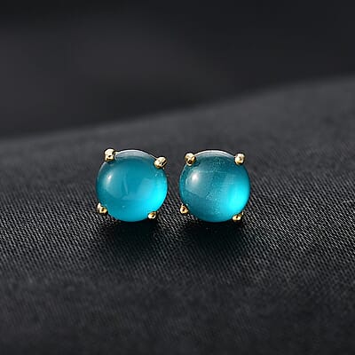 D'Joy Premium Paraiba Moonstone 2.00 ctw Earrings in 14K YG Over Sterling Silver