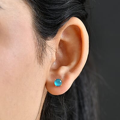 D'Joy Premium Paraiba Moonstone 2.00 ctw Earrings in 14K YG Over Sterling Silver