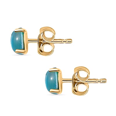 D'Joy Premium Paraiba Moonstone 2.00 ctw Earrings in 14K YG Over Sterling Silver