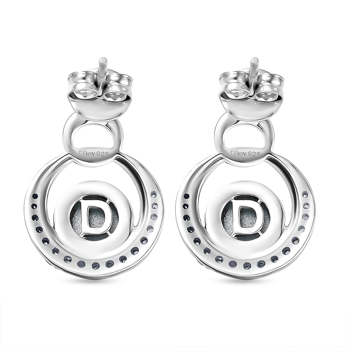 D'Joy Premium Paraiba Moonstone and White Zircon 2.40 ctw Earrings in Platinum Over Sterling Silver