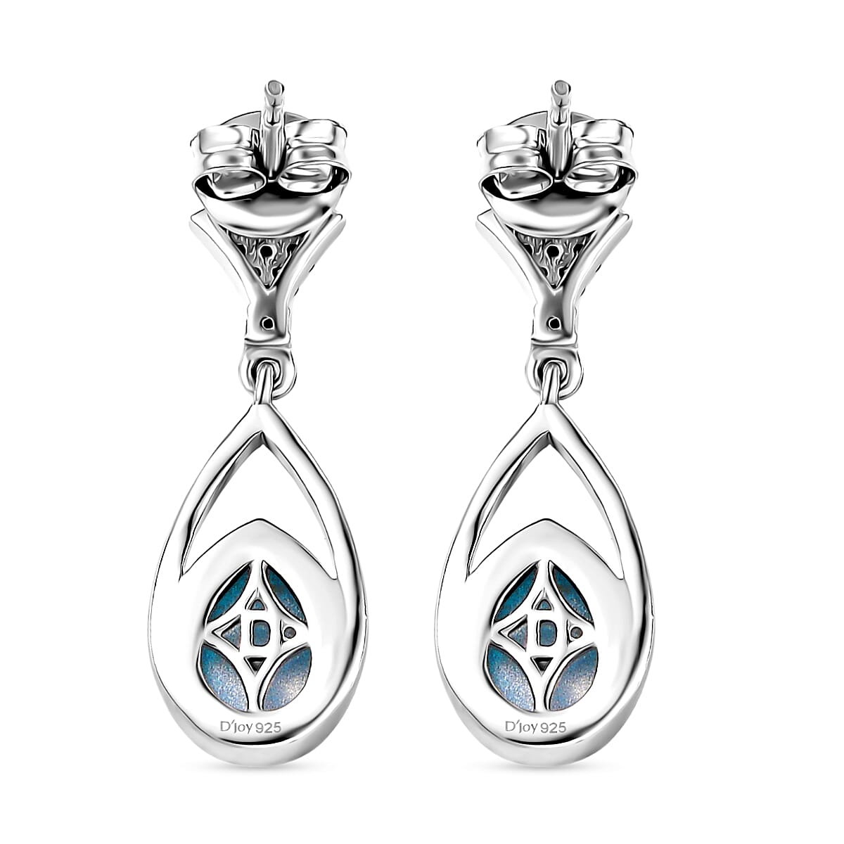D'Joy Premium Paraiba Moonstone and White Zircon 2.40 ctw Earrings in 18K YG and Platinum Over Sterling Silver