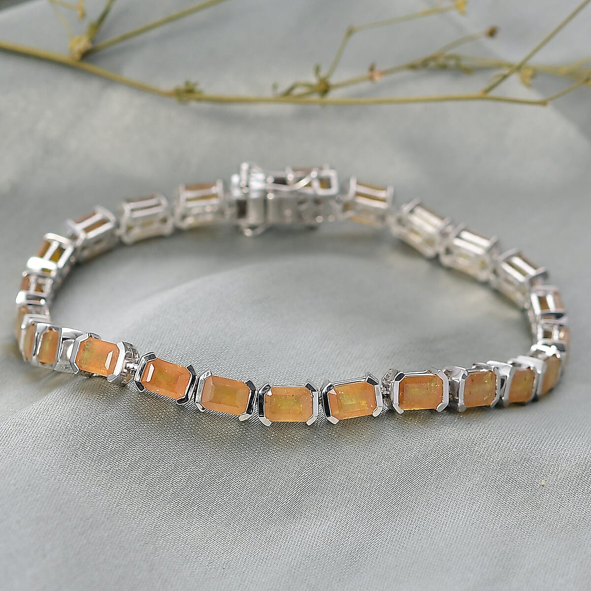 Doorbuster D'Joy Yellow Sapphire (FF) 21.75 ctw Embers of Elegance Bracelet in Rhodium Over Sterling Silve (7.25 In) (Del. in 5-7 Days)  image number 1