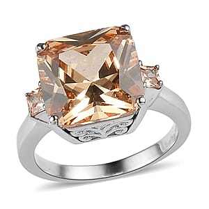 EverTrue Simulated Champagne Diamond 13.70 ctw Ring in Stainless Steel (Size 10.0)