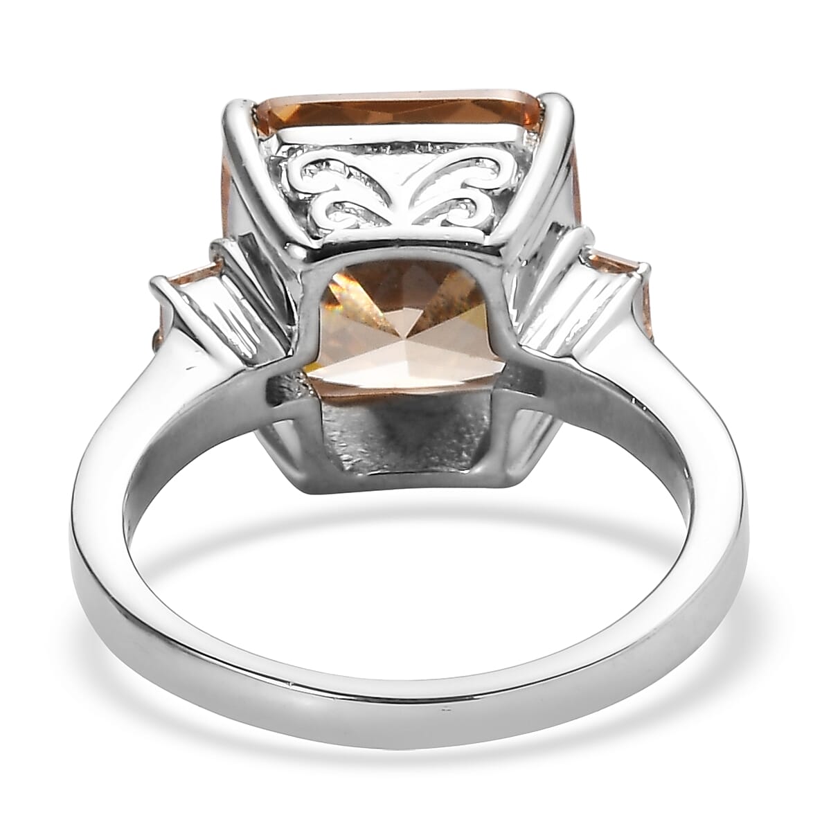 EverTrue Simulated Champagne Diamond 13.70 ctw Ring in Stainless Steel (Size 10.0) image number 4