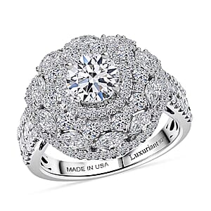 Luxuriant Lab Grown Diamond G-H SI 2.50 ctw Blossom Glow Ring in Rhodium Over Sterling Silver (Size 10.0)