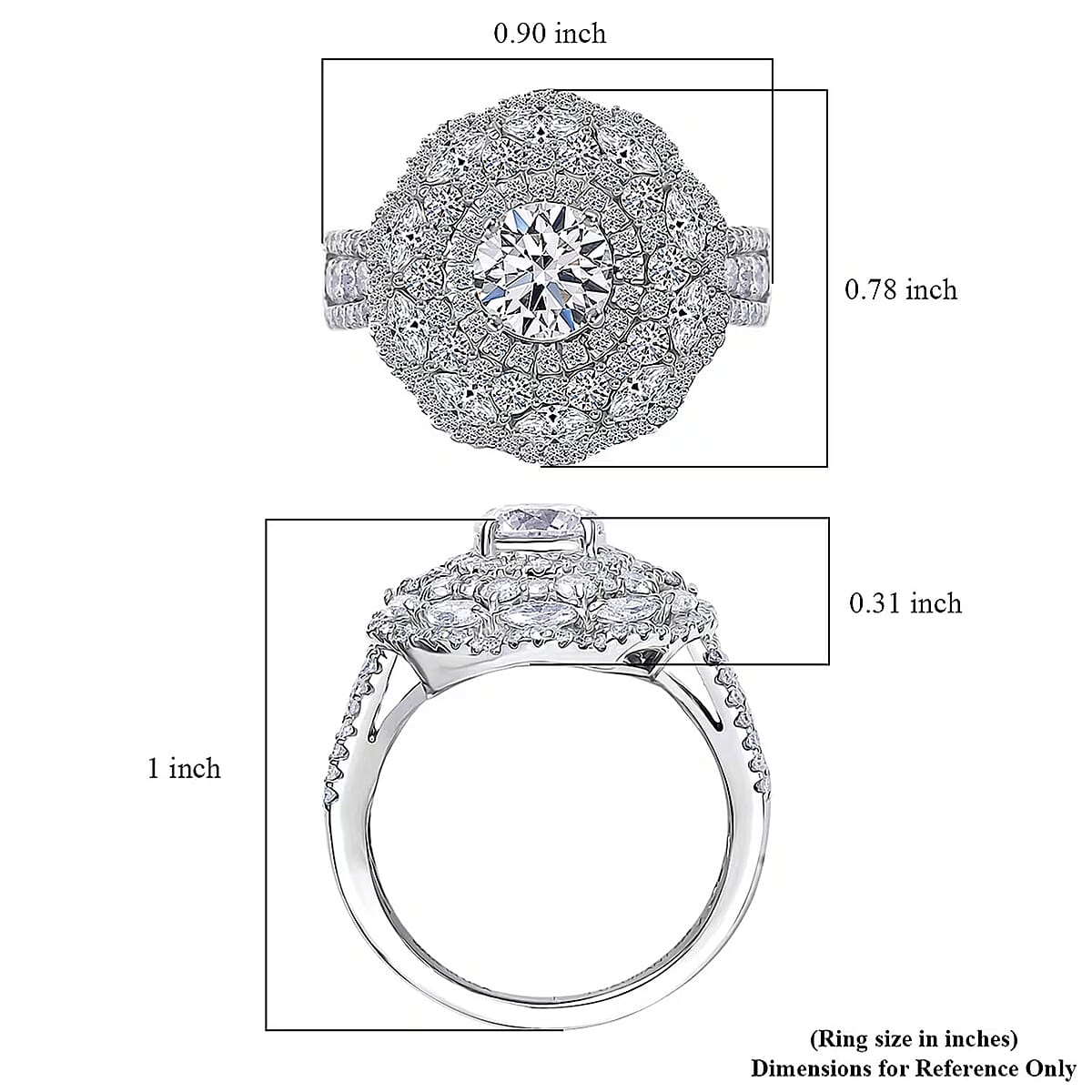 Luxuriant Lab Grown Diamond G-H SI 2.50 ctw Blossom Glow Ring in Rhodium Over Sterling Silver (Size 10.0) image number 6