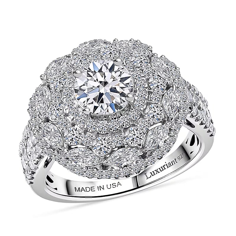 Luxuriant Lab Grown Diamond G-H SI 2.50 ctw Blossom Glow Ring in Rhodium Over Sterling Silver (Size 6.0)