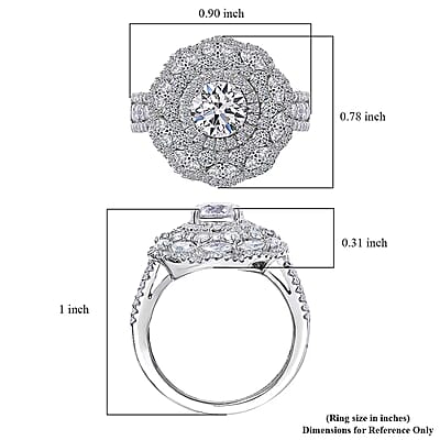 Luxuriant Lab Grown Diamond G-H SI 2.50 ctw Blossom Glow Ring in Rhodium Over Sterling Silver (Size 6.0)