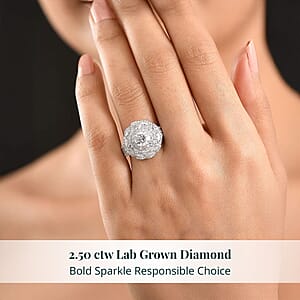 Luxuriant Lab Grown Diamond G-H SI 2.50 ctw Blossom Glow Ring in Rhodium Over Sterling Silver (Size 7.0)