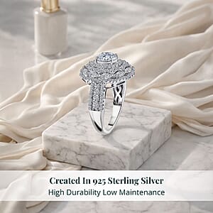 Luxuriant Lab Grown Diamond G-H SI 2.50 ctw Blossom Glow Ring in Rhodium Over Sterling Silver (Size 7.0)