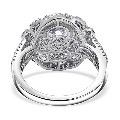 Luxuriant Lab Grown Diamond G-H SI 2.50 ctw Blossom Glow Ring in Rhodium Over Sterling Silver (Size 8.0)