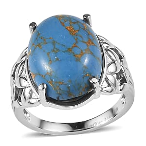 EverTrue Mojave Blue Turquoise Ring in Stainless Steel (Size 10) 10.00 ctw