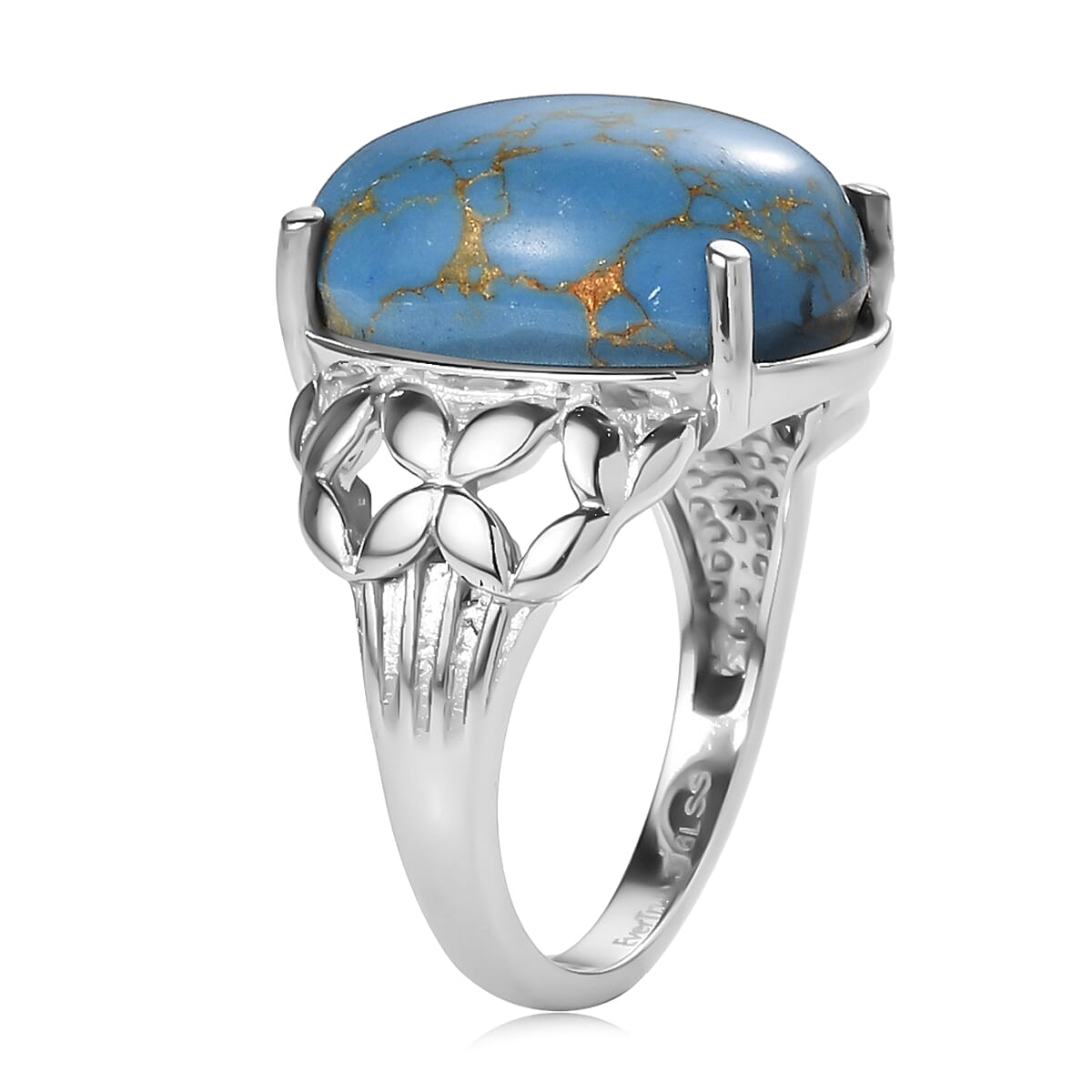 EverTrue Mojave Blue Turquoise Ring in Stainless Steel (Size 10.0) 10.00 ctw image number 3