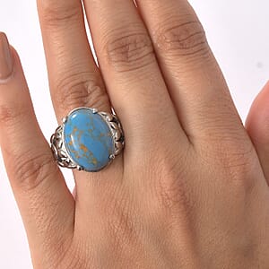 EverTrue Mojave Blue Turquoise Ring in Stainless Steel (Size 5.0) 10.00 ctw