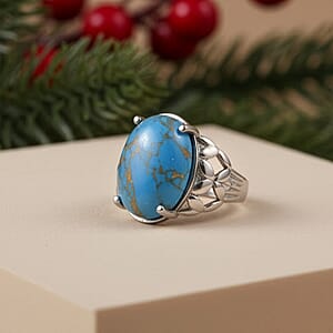 EverTrue Mojave Blue Turquoise Ring in Stainless Steel (Size 7.0) 10.00 ctw