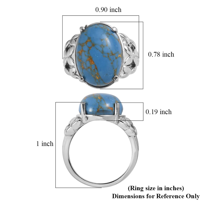 EverTrue Mojave Blue Turquoise Ring in Stainless Steel (Size 7.0) 10.00 ctw