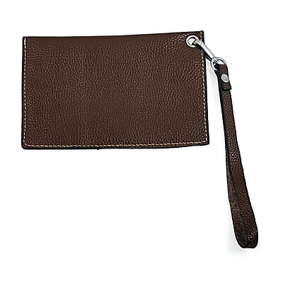 La Marey Brown Genuine Leather Tote Bag with Small Pouch