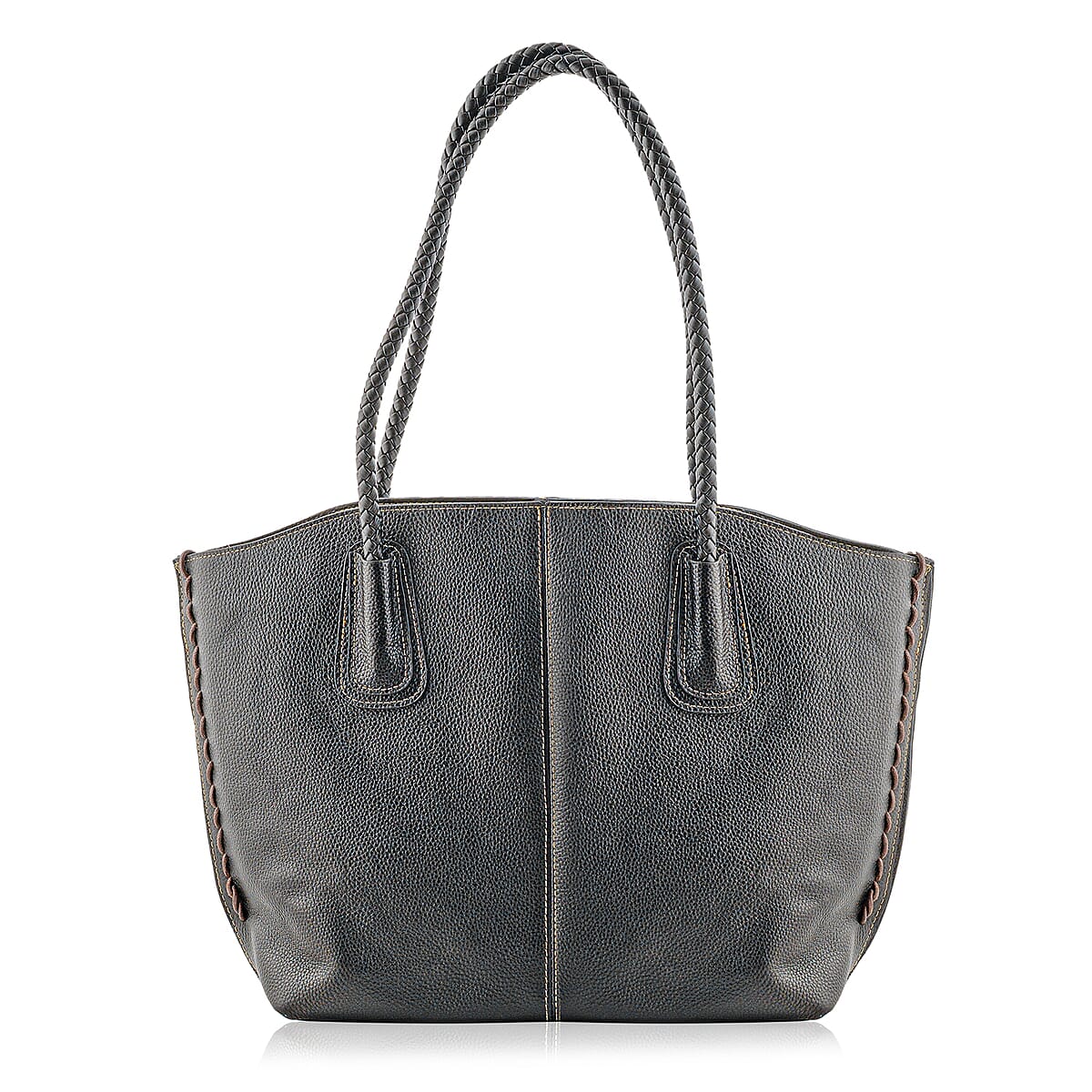 La Marey Burgundy Genuine Leather Tote Bag with Small Pouch image number 3