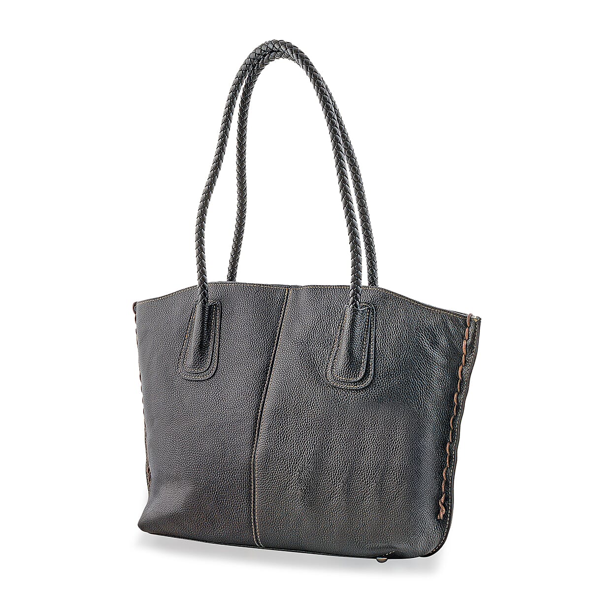 La Marey Burgundy Genuine Leather Tote Bag with Small Pouch image number 4