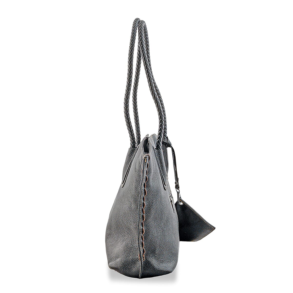 La Marey Burgundy Genuine Leather Tote Bag with Small Pouch image number 5