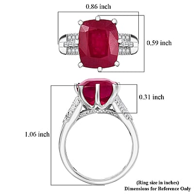 D'Joy Niassa Ruby (FF) and Moissanite 9.40 ctw Crown Ring in Rhodium Over Sterling Silver (Size 6.0)