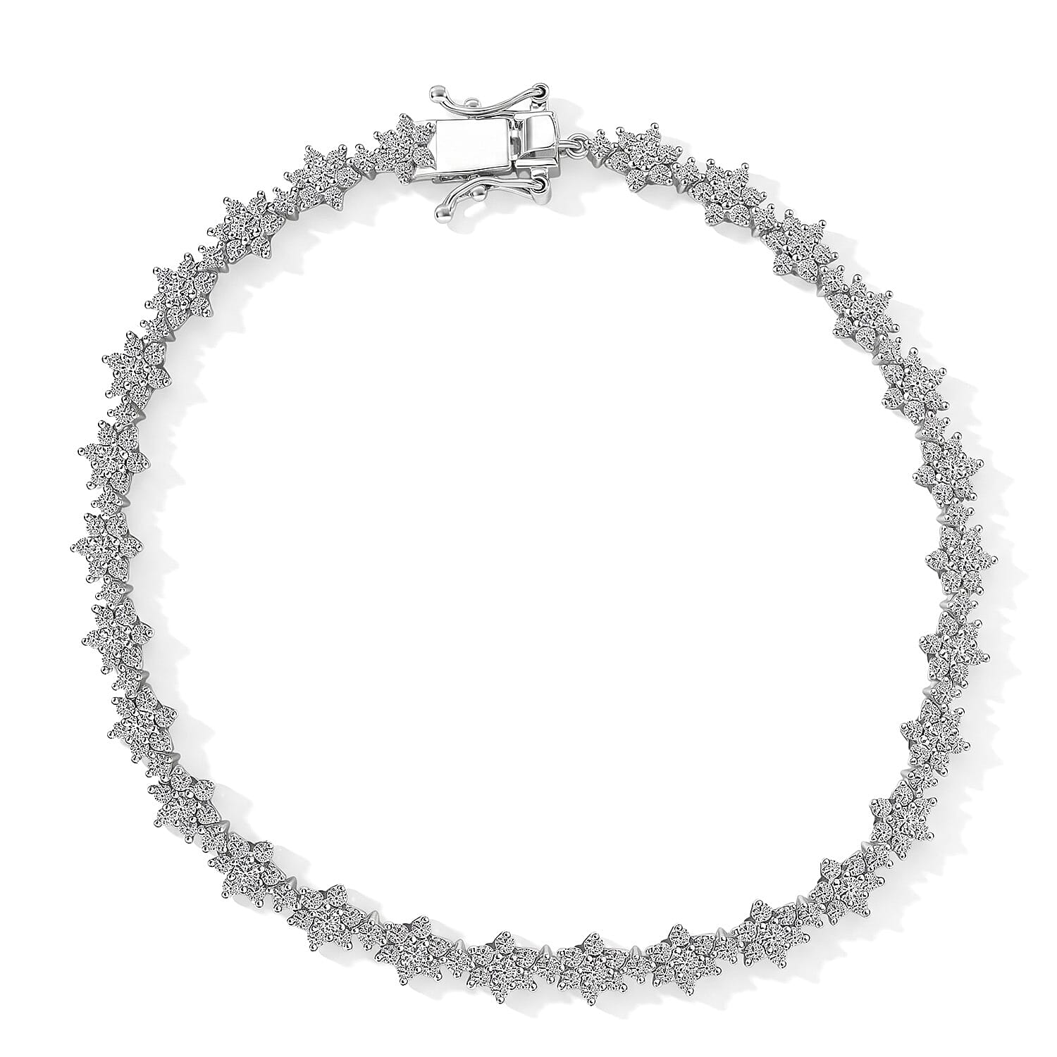 Luxuriant Lab Grown Diamond G-H SI 3.50 ctw Eternal Blossom Bracelet in Rhodium Over Sterling Silver (6.50 In)