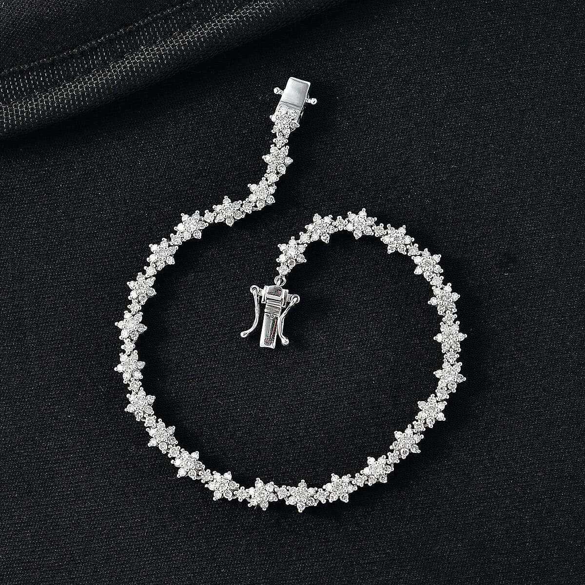 Luxuriant Lab Grown Diamond G-H SI 3.50 ctw Eternal Blossom Bracelet in Rhodium Over Sterling Silver (8.00 In) image number 1