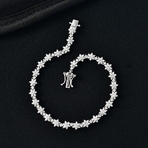 Luxuriant Lab Grown Diamond G-H SI 3.50 ctw Eternal Blossom Bracelet in Rhodium Over Sterling Silver (8.00 In)
