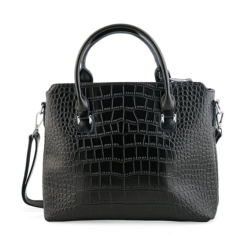 La Marey Black Genuine Leather Tote Bag
