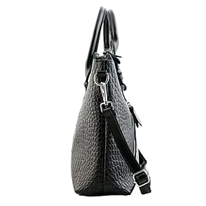 La Marey Black Genuine Leather Tote Bag