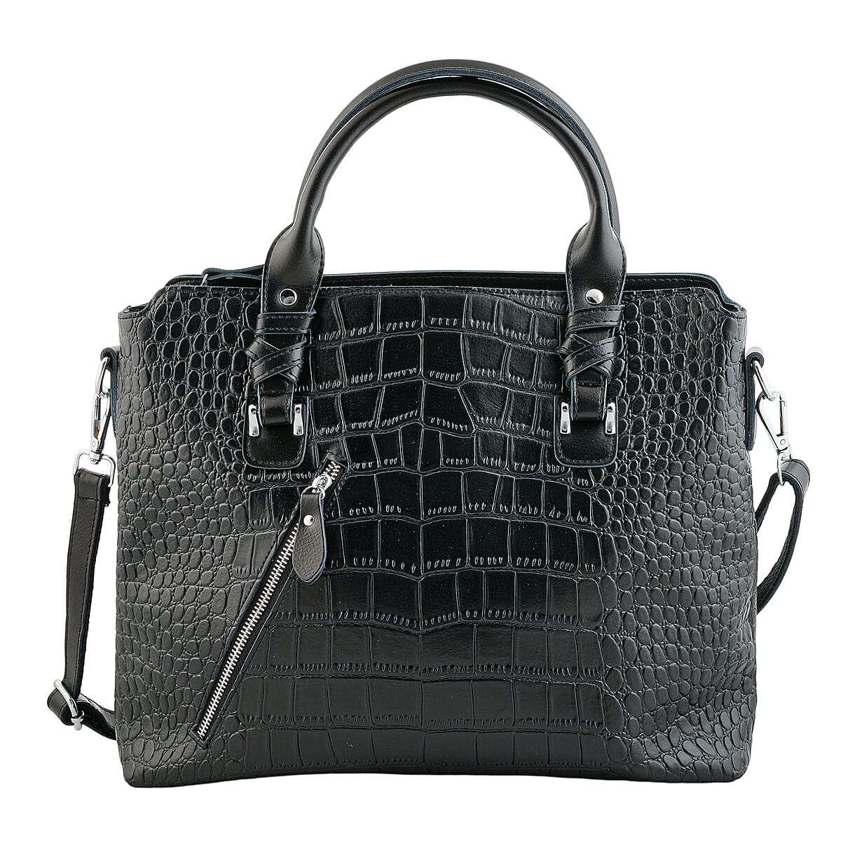 La Marey Black Genuine Leather Tote Bag image number 3