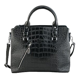 La Marey Black Genuine Leather Tote Bag