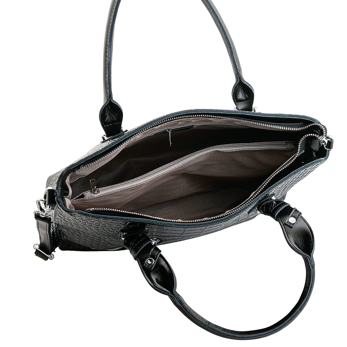 La Marey Black Genuine Leather Tote Bag image number 4