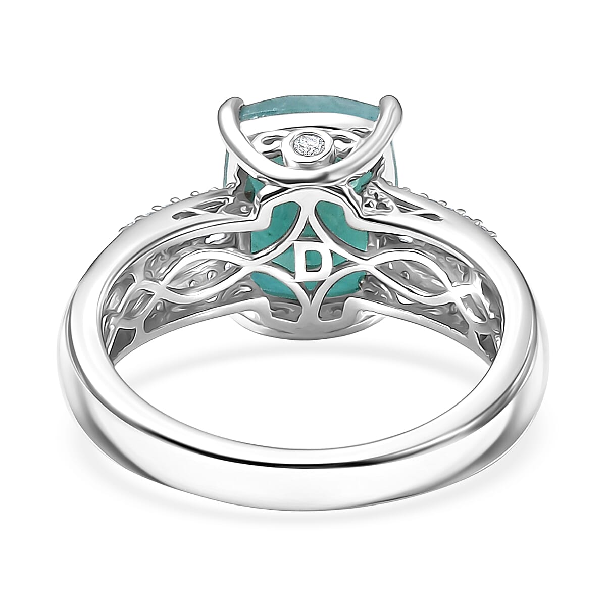 D'Joy Grandidierite, White Zircon Serenity Ring in Rhodium Over Sterling Silver 3.40 ctw (Size 10.0)