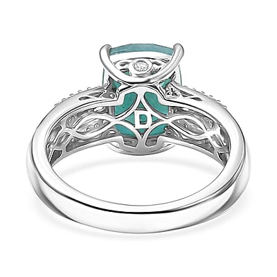 D'Joy Grandidierite, White Zircon Serenity Ring in Rhodium Over Sterling Silver 3.40 ctw (Size 10.0)