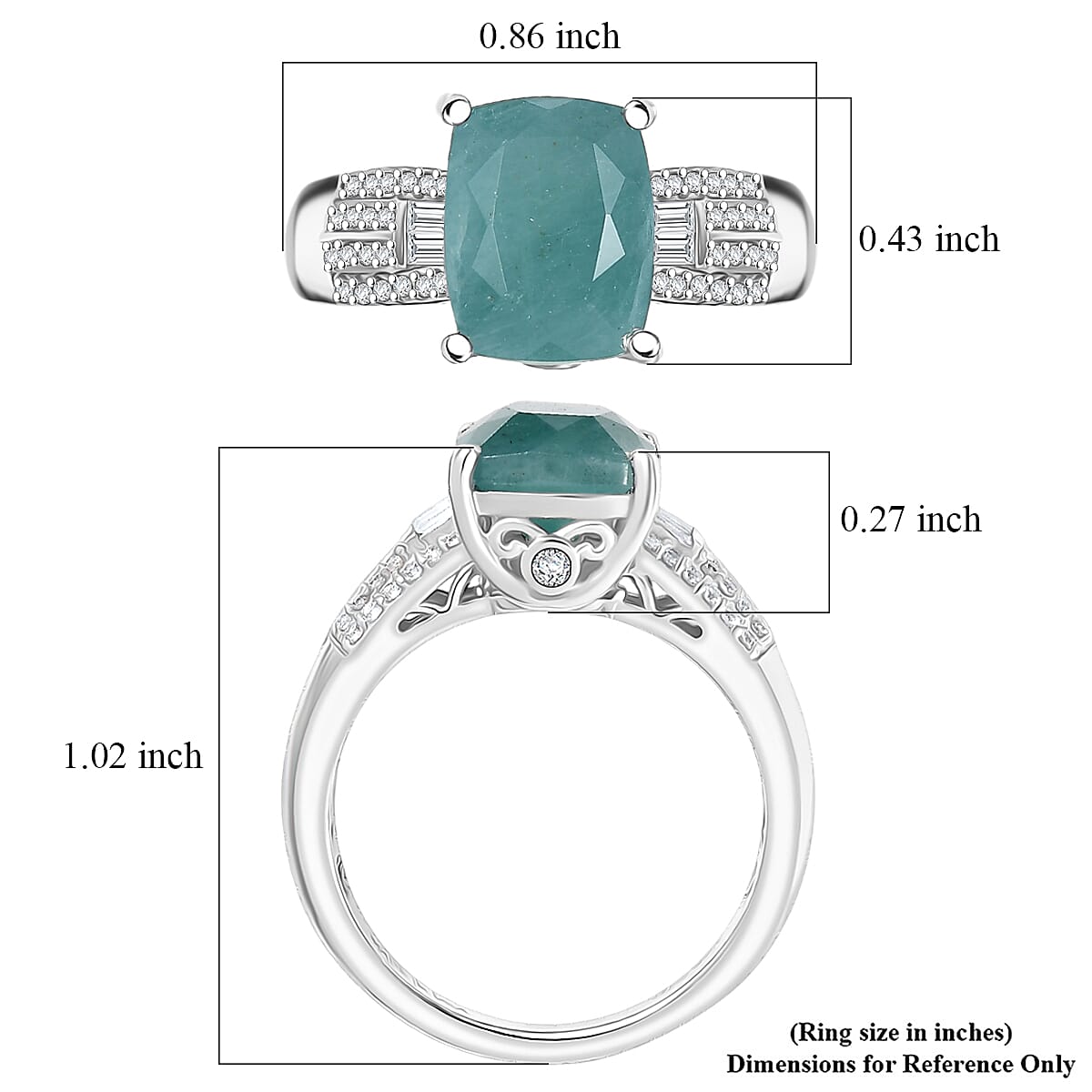 D'Joy Grandidierite, White Zircon Serenity Ring in Rhodium Over Sterling Silver 3.40 ctw (Size 10.0)