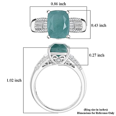 D'Joy Grandidierite, White Zircon Serenity Ring in Rhodium Over Sterling Silver 3.40 ctw (Size 10.0)