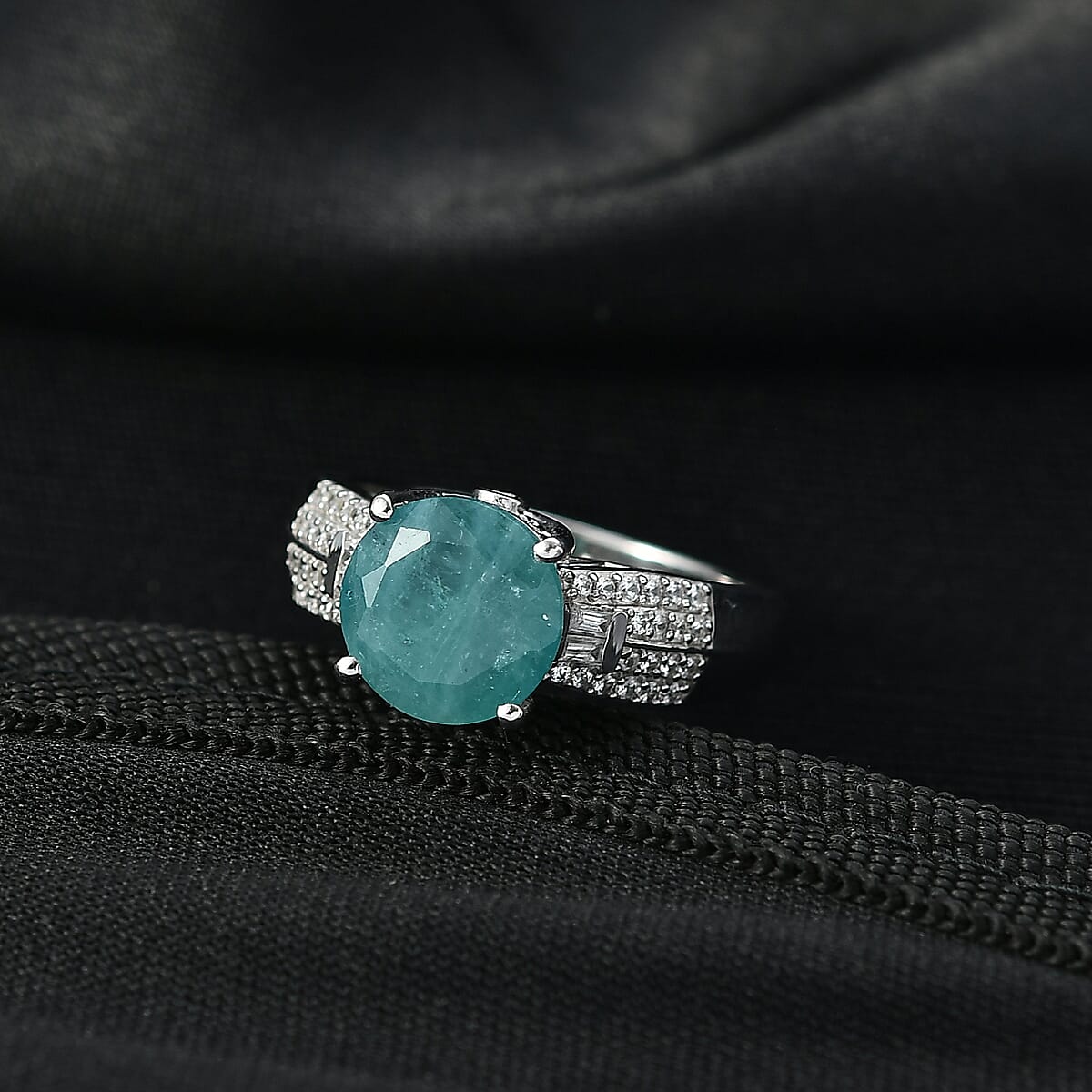 D'Joy Grandidierite, White Zircon Serenity Ring in Rhodium Over Sterling Silver 3.40 ctw (Size 8.0) image number 1