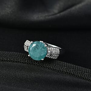 D'Joy Grandidierite, White Zircon Serenity Ring in Rhodium Over Sterling Silver 3.40 ctw (Size 9.0)