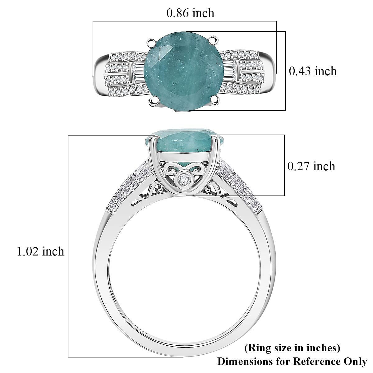 D'Joy Premium Grandidierite and White Zircon 3.85 ctw Architectural Serenity Ring in Rhodium Over Sterling Silver (Size 10.0) (Del. in 7-10 Days) image number 5