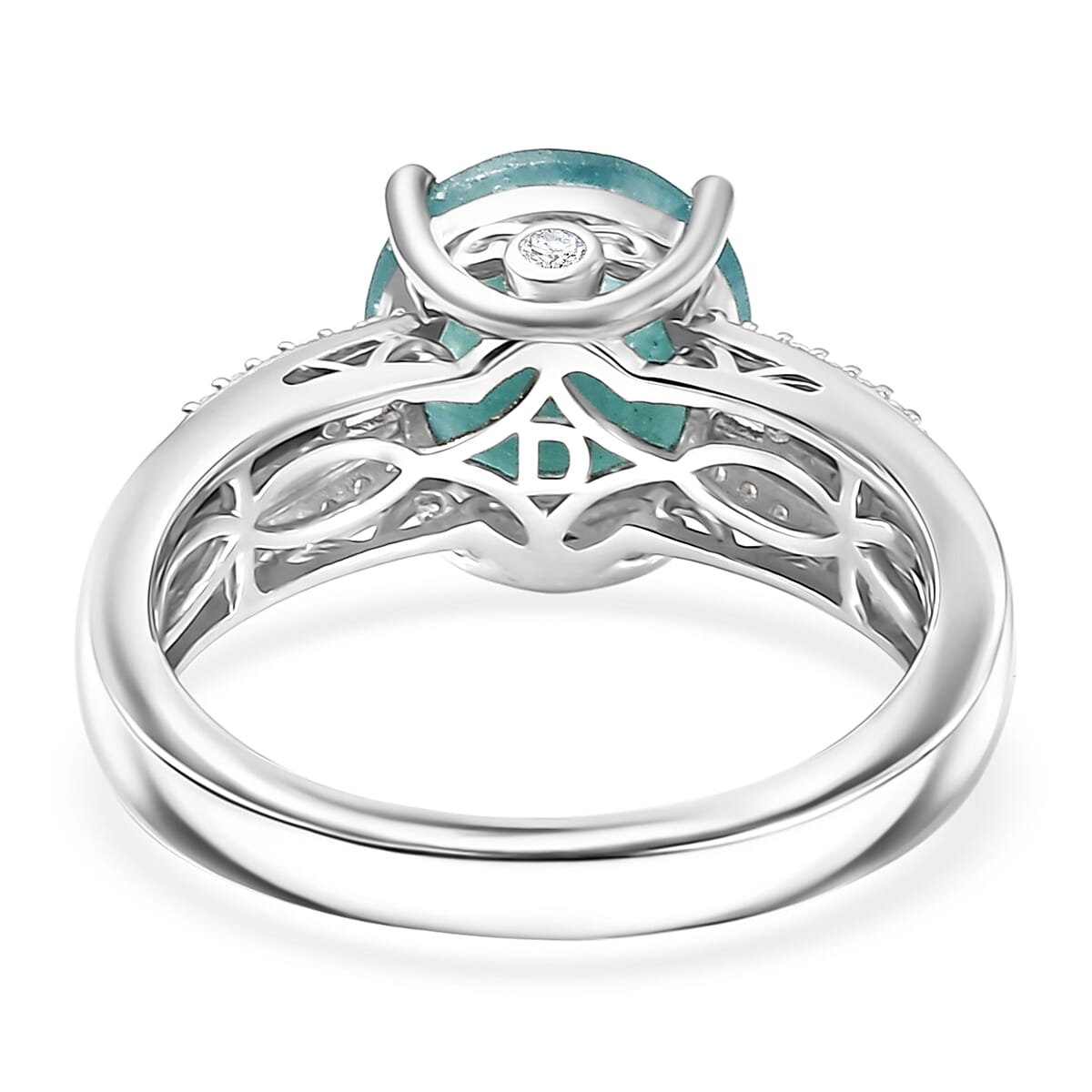 D'Joy Premium Grandidierite and White Zircon 3.85 ctw Architectural Serenity Ring in Rhodium Over Sterling Silver (Size 9.0) (Del. in 7-10 Days) image number 4