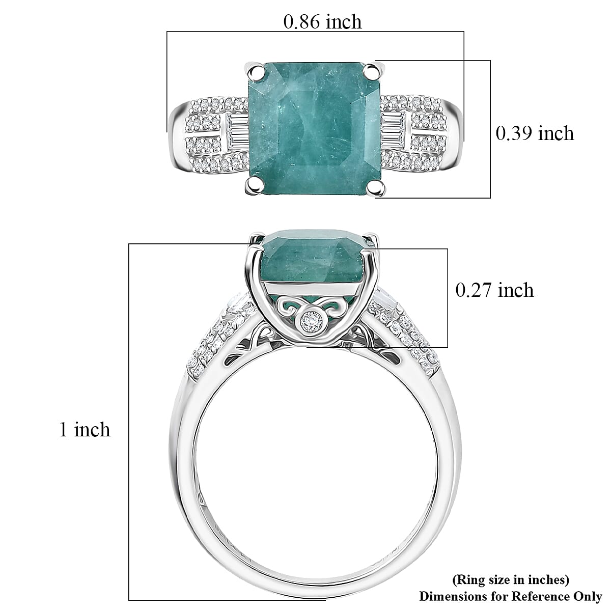 D'Joy Asscher Cut Premium Grandidierite and White Zircon 4.25 ctw Architectural Serenity Ring in Rhodium Over Sterling Silver (Size 9.0) (Del. in 7-10 Days) image number 5