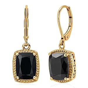 EverTrue Thai Black Spinel 8.20 ctw Lever Back Earrings in 18K YG Plated