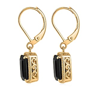 EverTrue Thai Black Spinel 8.20 ctw Lever Back Earrings in 18K YG Plated