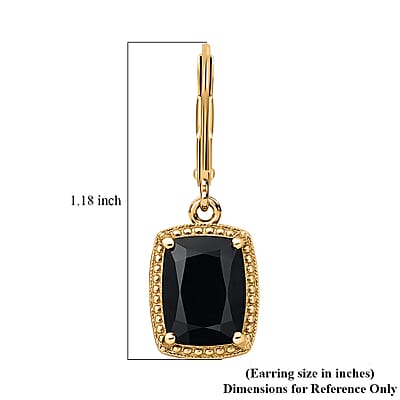EverTrue Thai Black Spinel 8.20 ctw Lever Back Earrings in 18K YG Plated