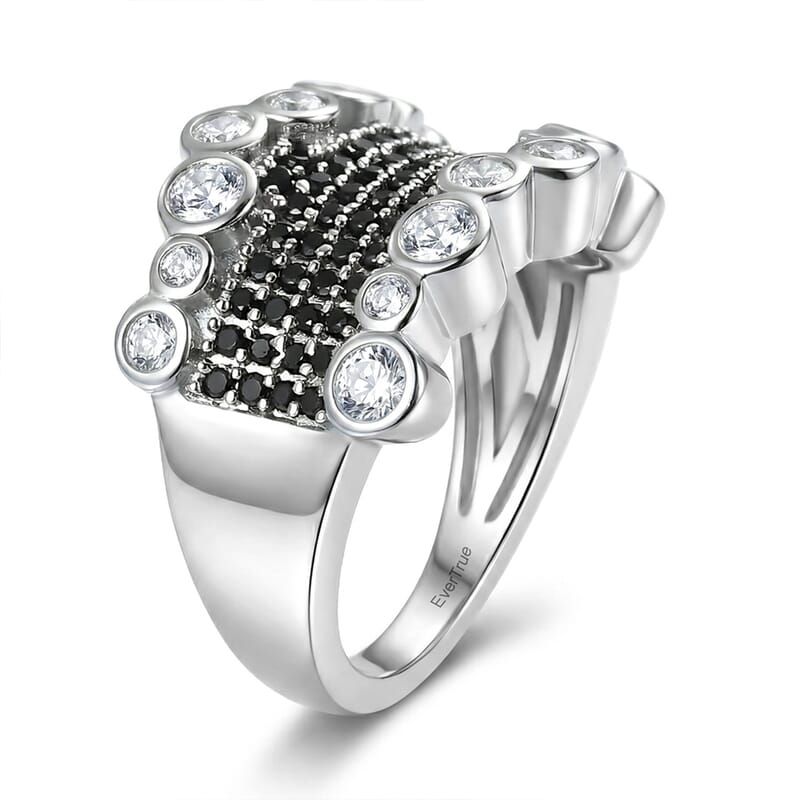EverTrue Thai Black Spinel and White Zircon 1.75 ctw Imperial Midnight Ring in Platinum Bond (Size 10.0)